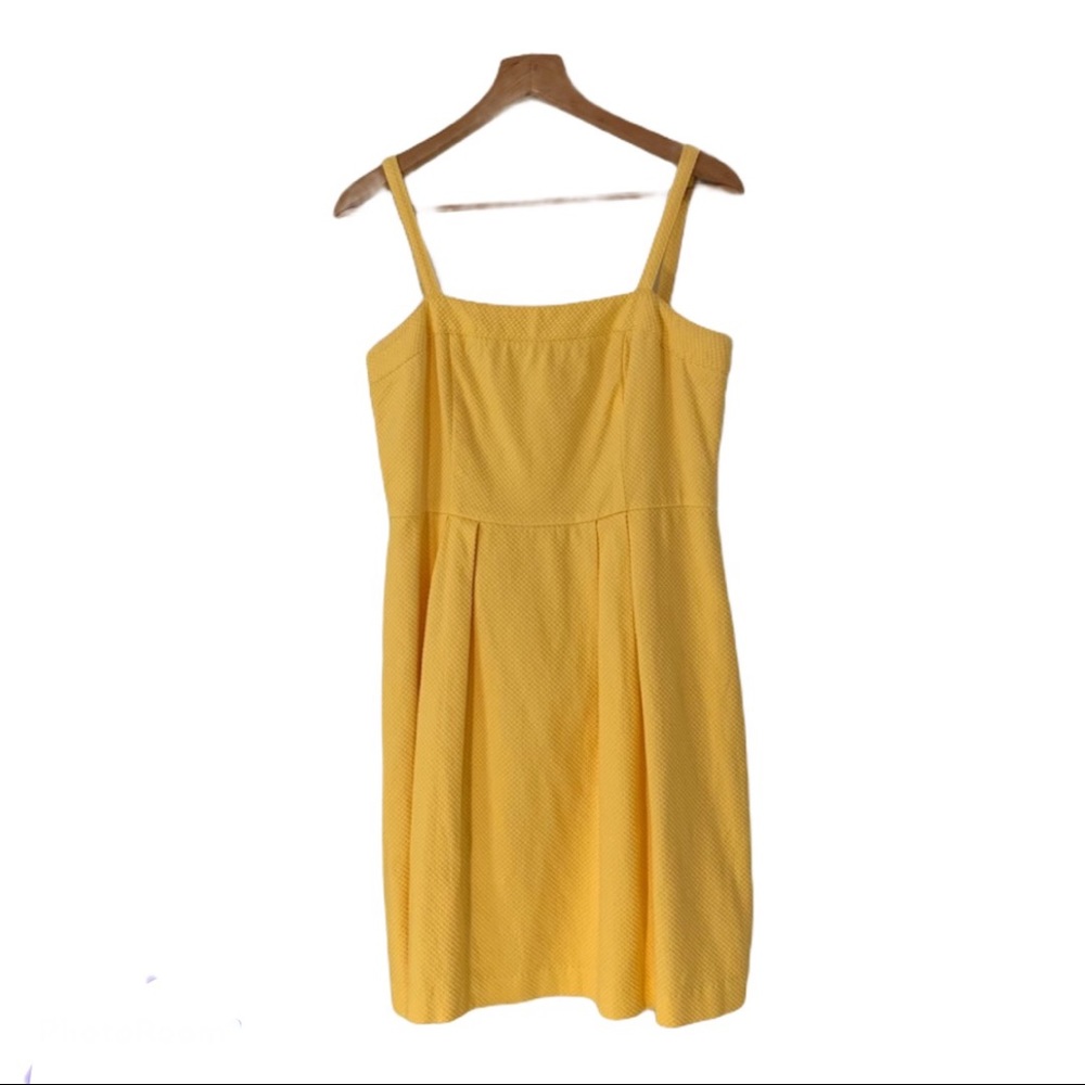 Loft yellow lined dress sz6 cotton